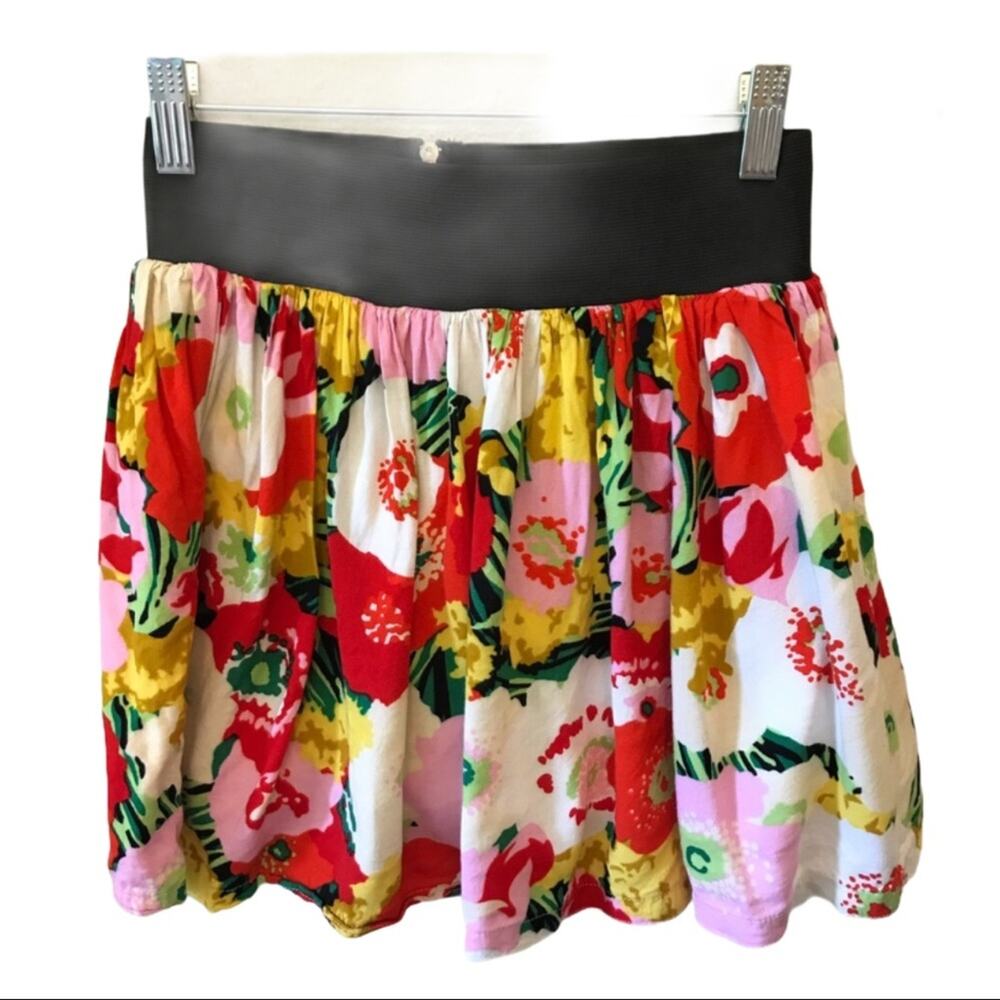XXI Floral Mini Skater Skirt Red Pink